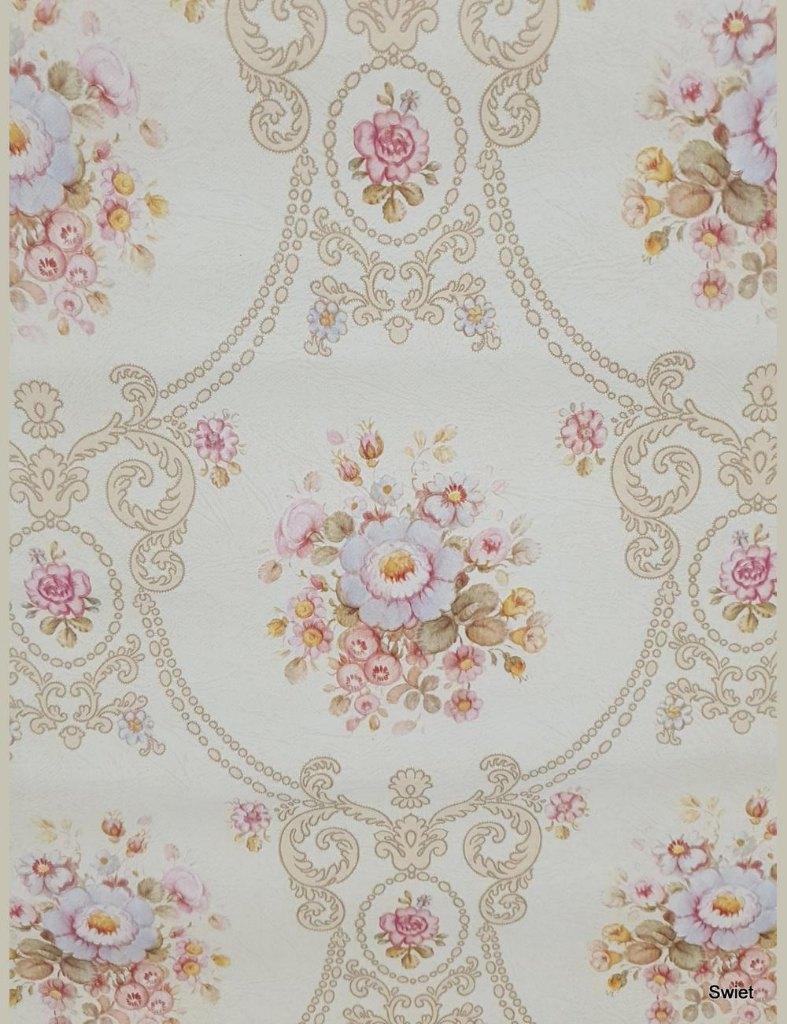 13971 Barok behang pastel bloemen romantisch crème vintage, Ophalen of Verzenden, 75 m² of meer, Beige