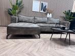 ZGAN Hippe Eco Lederen Hoekbank - Gemêleerd Grijs - 305x160, Ophalen, Tweedehands, Tweedehands, Tweedehands