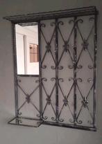 Wand kapstok smeedijzer met spiegel vintage, Huis en Inrichting, Woonaccessoires | Kapstokken, Gebruikt, Minder dan 100 cm, Metaal
