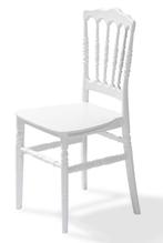 TE HUUR: witte napoleon stoelen/wedding chairs, Huis en Inrichting, Stoelen, Ophalen, Kunststof, Wit, Zo goed als nieuw