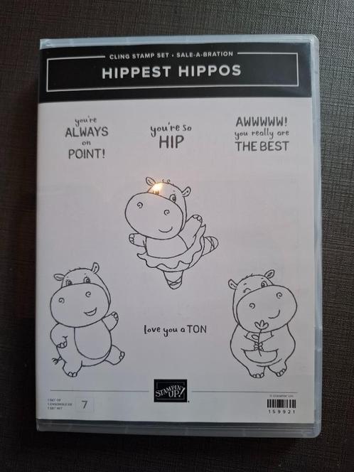 Stampin' Up! bundel Hippest Hippo/Hippo dies, Hobby en Vrije tijd, Kaarten | Zelf maken, Nieuw, Overige typen, Dieren, Ophalen of Verzenden