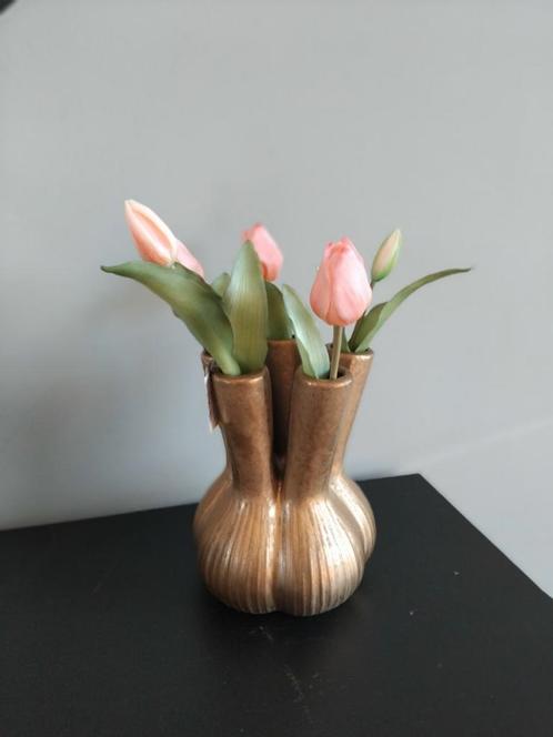 Aglio Tulpenvaas Goud Nieuw 16x21 cm Daan Kromhout, Huis en Inrichting, Woonaccessoires | Vazen, Nieuw, Overige kleuren, Minder dan 50 cm