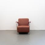 2x Leolux Scylla Fauteuil Laag Rood Stof - Gemêleerd, Niet ingevuld, Metaal, Niet ingevuld, 75 tot 100 cm