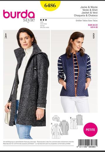 Burda 6486 jas en bodywarmer beschikbaar voor biedingen