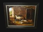 Schilderij De schaapstal.Gesign., Ophalen of Verzenden