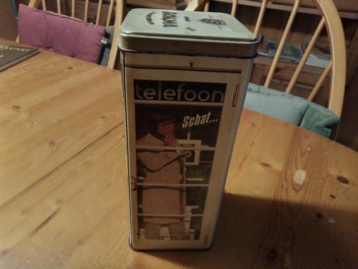 Vintage Bokma Beschuitbus - Telefooncel Design, Verzamelen, Blikken, Gebruikt, Beschuit, Overige merken, Ophalen of Verzenden