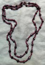 Ketting met granaat en zilveren slot 2 snoeren, Sieraden, Tassen en Uiterlijk, Antieke sieraden, Ophalen of Verzenden, Zilver
