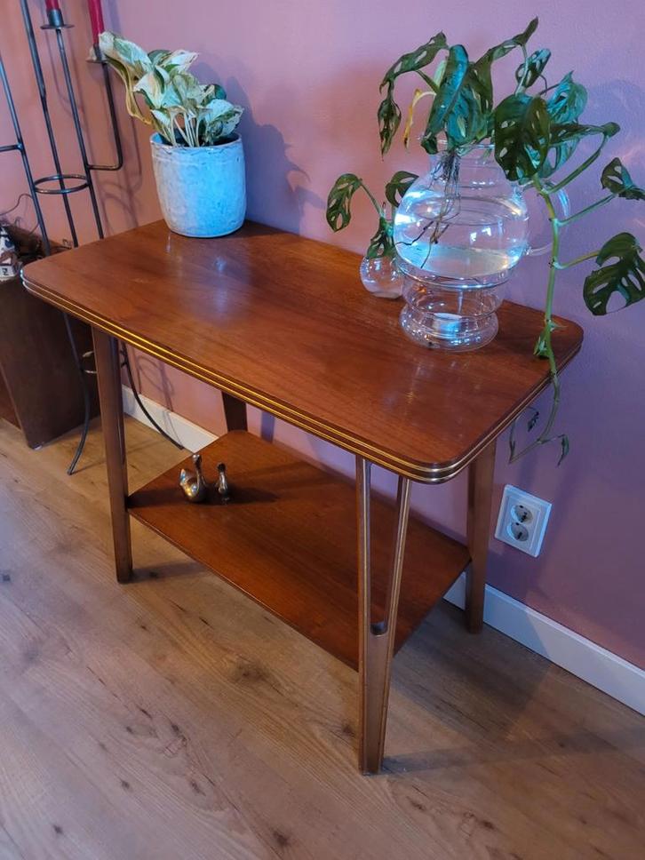 Vintage Teak Bijzettafeltje met Onderblad, Antiek en Kunst, Antiek | Meubels | Tafels, Ophalen of Verzenden