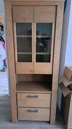 Massief eiken vitrinekast, Huis en Inrichting, Kasten | Vitrinekasten, Eikenhout, Zo goed als nieuw, 150 tot 200 cm, 25 tot 50 cm