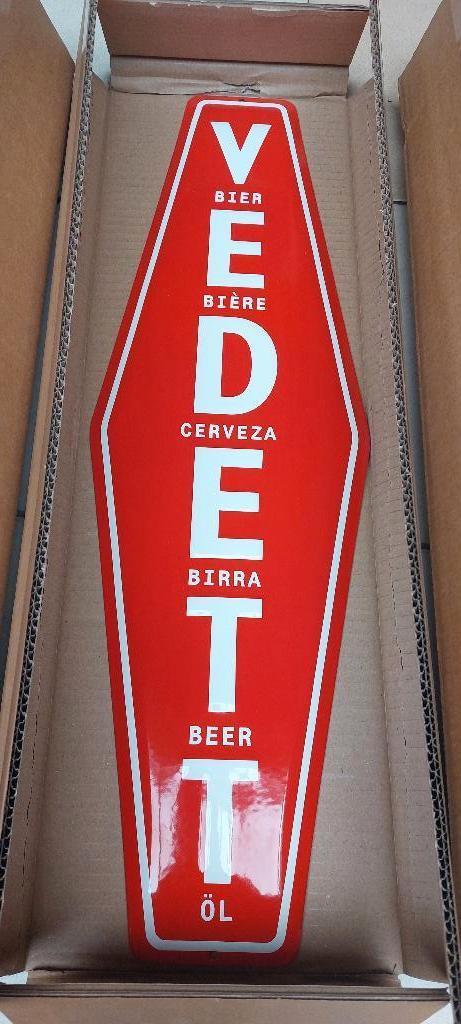 Emaillebord Vedett rood, Verzamelen, Biermerken, Nieuw, Reclamebord, Plaat of Schild, Overige merken, Ophalen of Verzenden