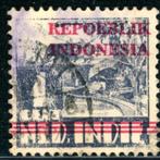 Indonesie 1 - Overdrukken Republic Indonesia, Postzegels en Munten, Zuidoost-Azië, Ophalen of Verzenden, Gestempeld