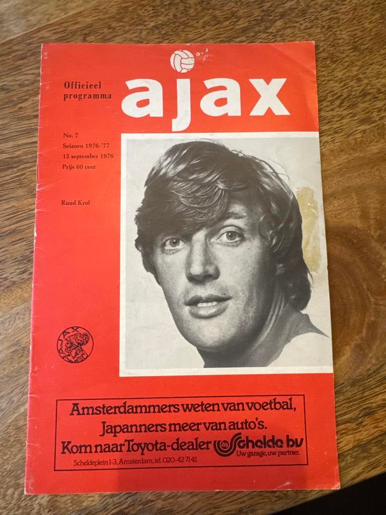Ajax Officieel Programma 1976-77 - Ruud Krol, Verzamelen, Sportartikelen en Voetbal, Ophalen of Verzenden, Gebruikt, Ajax, Boek of Tijdschrift