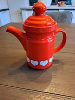 Wächtersbach Koffiepot / Koffiekan - Rood met Hartjes, Huis en Inrichting, Keuken | Servies, Ophalen of Verzenden, Gebruikt, Aardewerk
