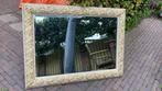 Grote houten spiegel met facet (goud) geslepen rand, Antiek en Kunst, Ophalen, Rechthoekig