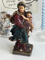 Antieke grote Franse  religieuze madonna kind beeldje, Ophalen of Verzenden, Zo goed als nieuw