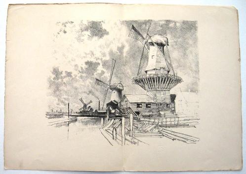 A79-6 Prent Molens "The Studio London", Antiek en Kunst, Kunst | Litho's en Zeefdrukken, Ophalen of Verzenden