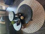 Set van 3 salontafels hout met metalen onderste, Huis en Inrichting, Ophalen, Gebruikt, 50 tot 100 cm, Rond