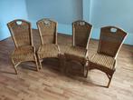 Vier rieten rotan eetkamerstoelen, Ophalen, Bruin, Riet of Rotan, Zo goed als nieuw