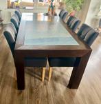 Eetkamertafel Amerikaans noten en Azul Bahia., Huis en Inrichting, Tafels | Eettafels, Ophalen, 200 cm of meer, 50 tot 100 cm