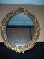 Antieke zware koperen ovalen spiegel, Minder dan 100 cm, Minder dan 50 cm, Ophalen of Verzenden, Ovaal