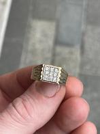 14K Gouden Herenring met Witte Saffieren - Maat 18, Heer, Ophalen of Verzenden, Zo goed als nieuw, 17 tot 18