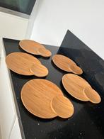 Bamboe houten serveerbord/tapasbord 2 vakken, Huis en Inrichting, Keuken | Servies, Ophalen of Verzenden, Zo goed als nieuw