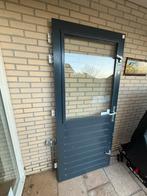 Grijze achterdeur met Glas, Doe-het-zelf en Verbouw, Deuren en Horren, Ophalen, 80 tot 100 cm, 200 tot 215 cm, Glas