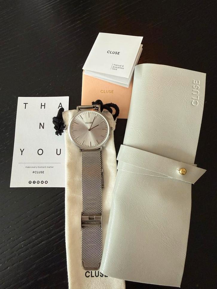 Cluse Horloge Minuit Zilver, Sieraden, Tassen en Uiterlijk, Horloges | Dames, Gebruikt, Polshorloge, Overige merken, Zilver, Staal