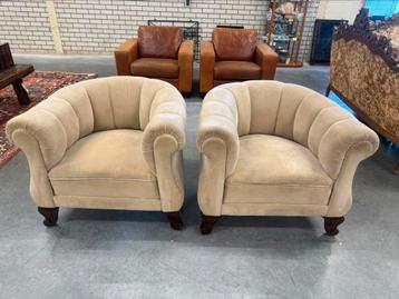 Ecru velours fauteuils | zeer degelijke kwaliteit! beschikbaar voor biedingen
