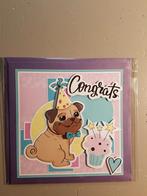 Kaartje verjaardag hondje met feestmuts en taartje, Ophalen of Verzenden, Nieuw, Overige thema's