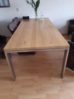 Prachtige Eettafel & Rvs onderstel, Huis en Inrichting, Tafels | Eettafels, Ophalen, Eikenhout, 200 cm of meer, 50 tot 100 cm