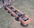 Industriële houten balklamp met 5 spots, Huis en Inrichting, Ophalen, Zo goed als nieuw, Metaal, 75 cm of meer