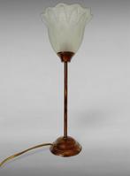 Klassieke Vintage Tafellamp Messing Glas Lamp, Ophalen of Verzenden, Zo goed als nieuw, Glas, Minder dan 50 cm
