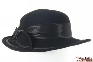 Vintage Dameshoed Fleiner Hutmode zwart vilt 56 goede staat beschikbaar voor biedingen