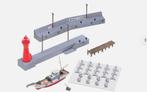 Complete havenset met vissersboot, pier,vuurtoren golfbreker, Overige merken, Gelijkstroom of Wisselstroom, Brug, Tunnel of Gebouw