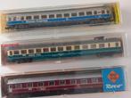 3 rijtuigen Minitrix/Fleishmann/Roco (mooie staat), Hobby en Vrije tijd, Modeltreinen | N-Spoor, Gebruikt, Gelijkstroom, Verzenden
