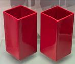2 stuks rode vazen hoogte 24 cm, Minder dan 50 cm, Gebruikt, Ophalen of Verzenden, Rood
