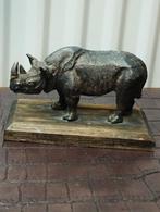 Vintage bronzen neushoornbeeldje, verzilverd, Ophalen of Verzenden