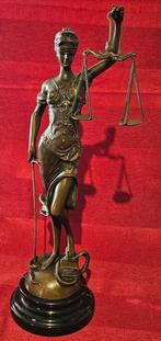 Vrouwe Justitia volledig brons, gesigneerd op marmeren voet, Antiek en Kunst, Ophalen