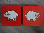 schilderijen schilderijtjes babykamer kinderkamer schaap, Ophalen of Verzenden, Zo goed als nieuw, Wanddecoratie