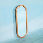 Vintage houten passpiegel Zweden l 70s blond mirror pine, Ophalen of Verzenden, Gebruikt, Ovaal