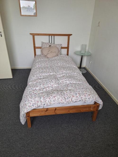 IKEA bed 90x200 – hoog hoofdbord – incl. lattenbodem, Huis en Inrichting, Slaapkamer | Bedden, Gebruikt, Eenpersoons, 90 cm, 200 cm