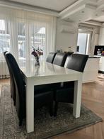 Zwarte leren stoelen MET GRATIS EETTAFEL, Huis en Inrichting, Stoelen, Ophalen, Gebruikt, Wit, Eén