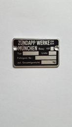 Zundapp typeplaatje 197- voor het frame + 2 kerfnagels, Ophalen of Verzenden, Nieuw, Frame
