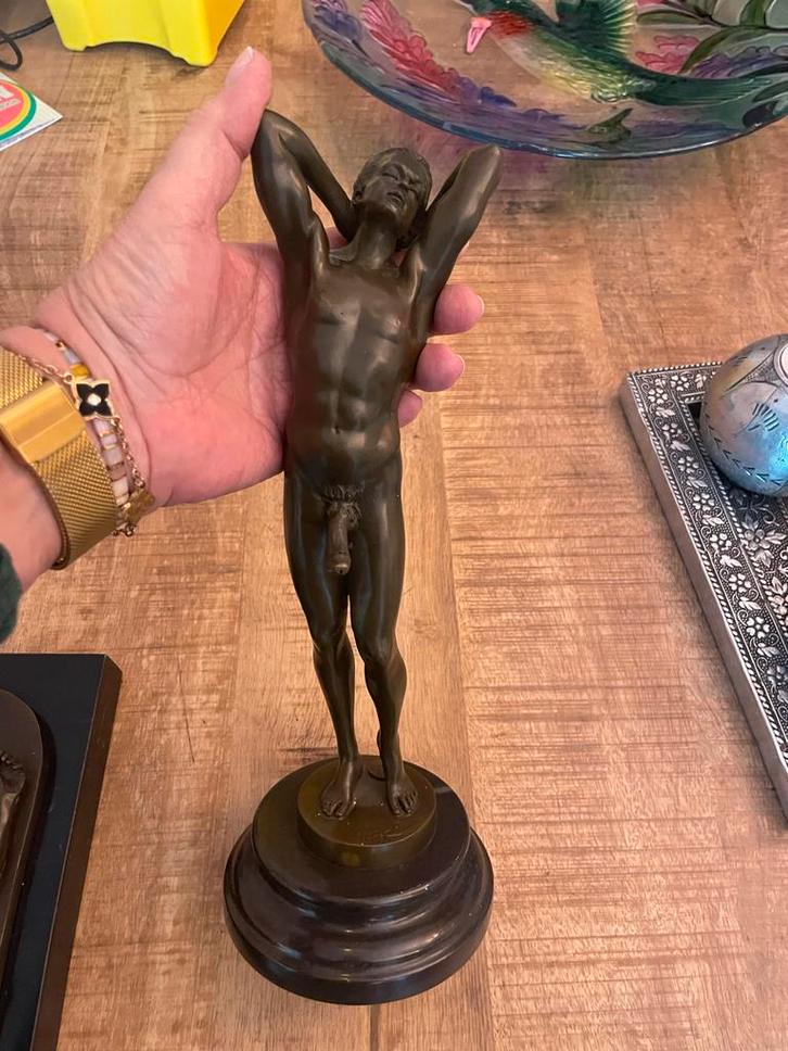 Art Deco bronzen beeld– J. Patouë – massief brons, Antiek en Kunst, Kunst | Beelden en Houtsnijwerken, Ophalen of Verzenden