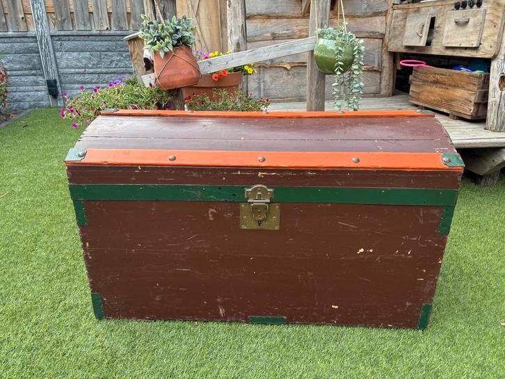 Antieke reiskist/hutkoffer/dekenkist/opbergkist, Huis en Inrichting, Woonaccessoires | Kisten, Gebruikt, 50 tot 75 cm, Minder dan 50 cm