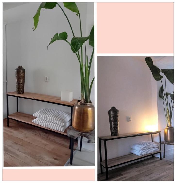 Sidetable op maat gemaakt Eiken, boomstam, suar, steigerhout, Huis en Inrichting, Tafels | Sidetables, Nieuw, Ophalen of Verzenden