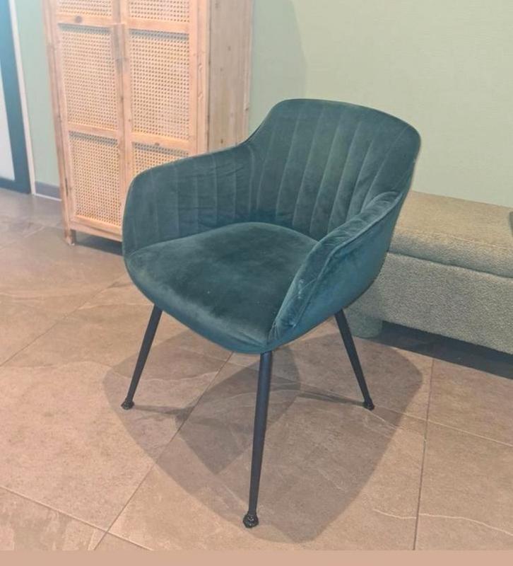 groene stoel / fauteuil met zwarte pootjes, Huis en Inrichting, Stoelen, Zo goed als nieuw, Eén, Overige kleuren, Ophalen of Verzenden