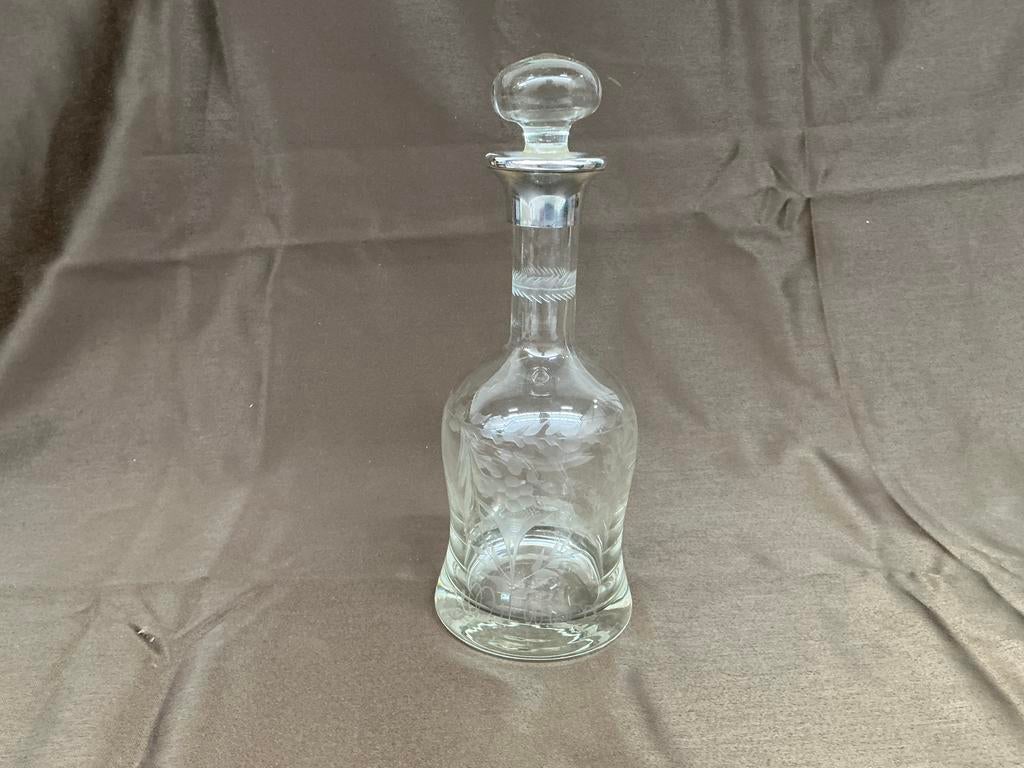 Glazen karaf met zilveren hals.WD-026, Antiek en Kunst, Antiek | Glas en Kristal, Ophalen of Verzenden