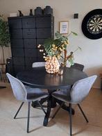 Ronde tafel bolpoot massief stevig met 4 stoelen, Ophalen, Gebruikt, Zwart, Vier